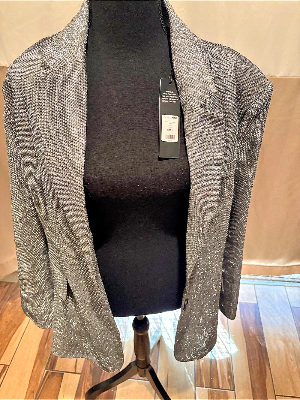 Fashion Nova Starstruck Metallic Oversized Blazer Medium